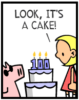 HER! (Girl vs Pig) #100 — her anniversary! — panel 1
