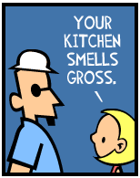 HER! (Girl vs Pig) #126 — her kitchen! — panel 1