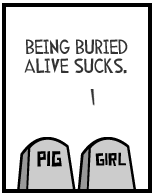 HER! (Girl vs Pig) #150 — her coffin! — panel 1