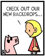 HER! (Girl vs Pig) #156 — her backdrops! — panel 1
