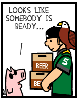 HER! (Girl vs Pig) #169 — her super bowl! — panel 1