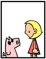 HER! (Girl vs Pig) #1 — her blueberries! — panel 1