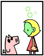 HER! (Girl vs Pig) #1 — her blueberries! — panel 2
