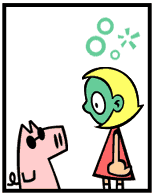 HER! (Girl vs Pig) #1 — her blueberries! — panel 3