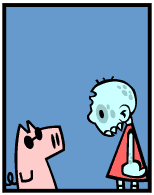 HER! (Girl vs Pig) #26 — her brains! — panel 1