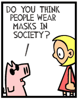 HER! (Girl vs Pig) #2 — her mask! — panel 1