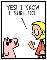 HER! (Girl vs Pig) #2 — her mask! — panel 2