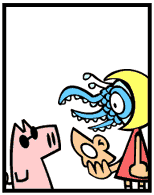 HER! (Girl vs Pig) #2 — her mask! — panel 3
