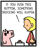 HER! (Girl vs Pig) #32 — her button! — panel 1