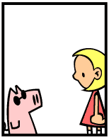 HER! (Girl vs Pig) #35 — her scissors! — panel 1