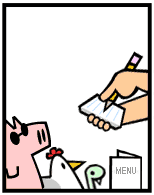 HER! (Girl vs Pig) #37 — her menu! — panel 2