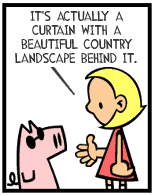 HER! (Girl vs Pig) #3 — her curtain! — panel 2