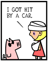 HER! (Girl vs Pig) #45 — her accident! — panel 1