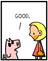 HER! (Girl vs Pig) #46 — her cheese curls! — panel 3