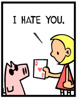 HER! (Girl vs Pig) #66 — her card trick! — panel 4