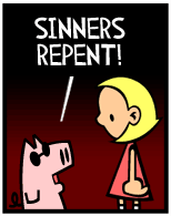 HER! (Girl vs Pig) #6 — her sin! — panel 1