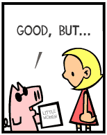 HER! (Girl vs Pig) #72 — her book report! — panel 2