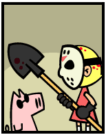 HER! (Girl vs Pig) #84 — her shovel! — panel 2