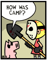 HER! (Girl vs Pig) #84 — her shovel! — panel 4