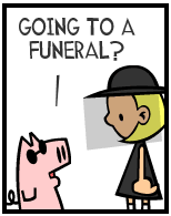 HER! (Girl vs Pig) #98 — her funeral! — panel 1